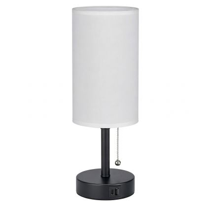 Brilagi - Tischlampe mit USB-Anschluss TABLON 1xE27/25W/230V schwarz/weiß