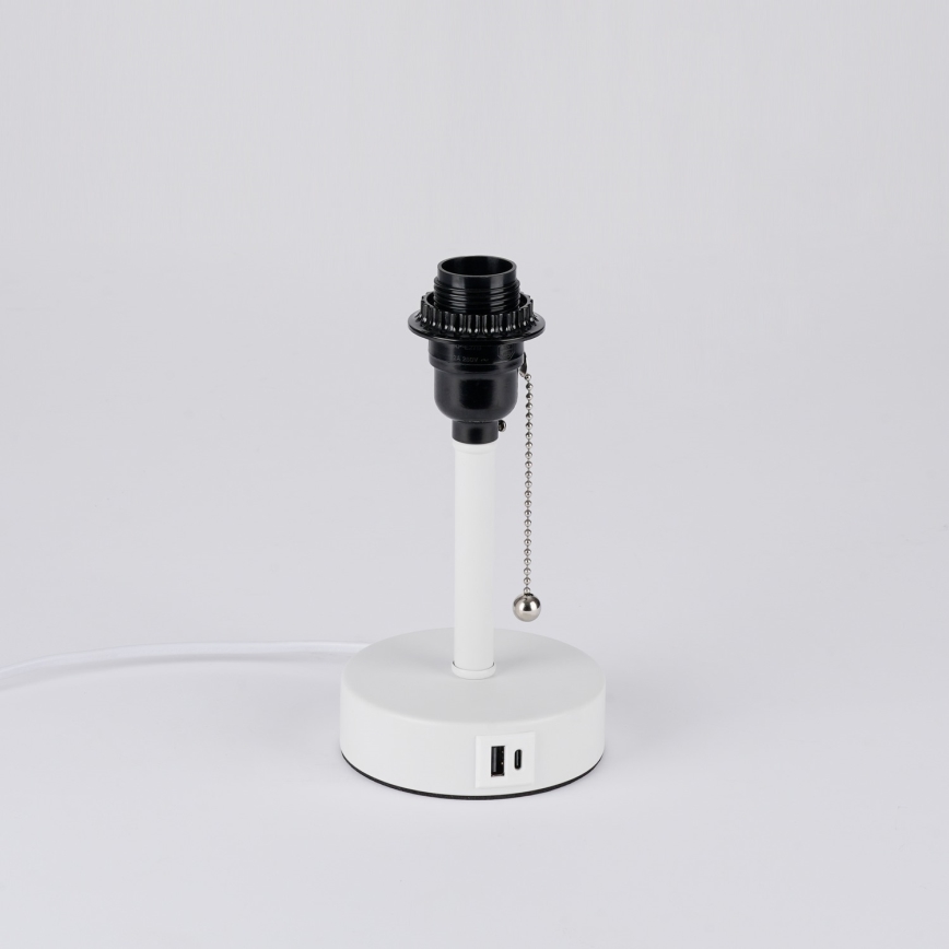 Brilagi - Tischlampe mit USB-Anschluss TABLON 1xE27/25W/230V weiß/creme