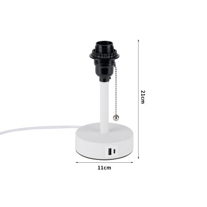 Brilagi - Tischlampe mit USB-Anschluss TABLON 1xE27/25W/230V weiß