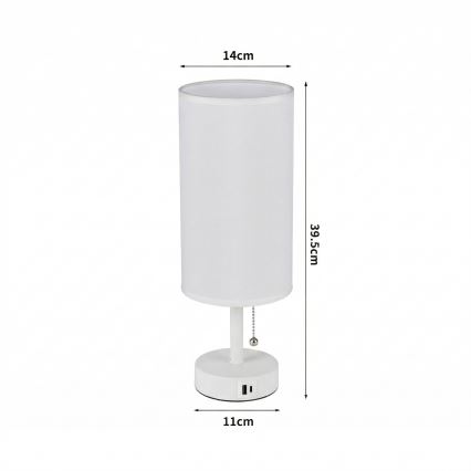 Brilagi - Tischlampe mit USB-Anschluss TABLON 1xE27/25W/230V weiß