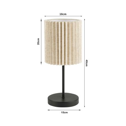 Brilagi - Tischlampe NORDIC WAVE 1xE27/15W/230V Leinen/Schwarz