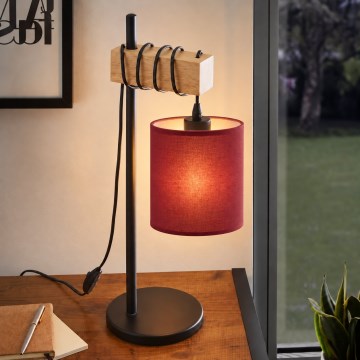 BRILAGI - Tischlampe NUBILA 1xE27/40W/230V braun/schwarz/pompejanisch-rot