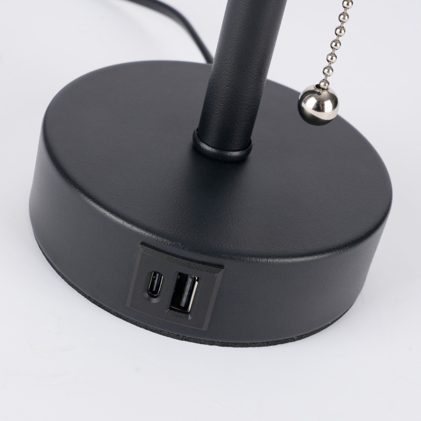 Brilagi - Tischlampe TABLON mit USB-Anschluss 1xE27/25W/230V schwarz/creme