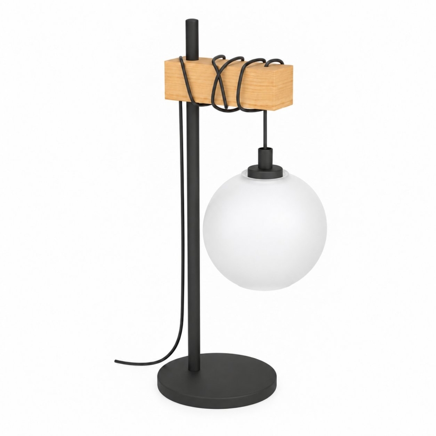 BRILAGI - Tischlampe WOOD GLASS 1xE27/40W/230V braun/schwarz/weiß