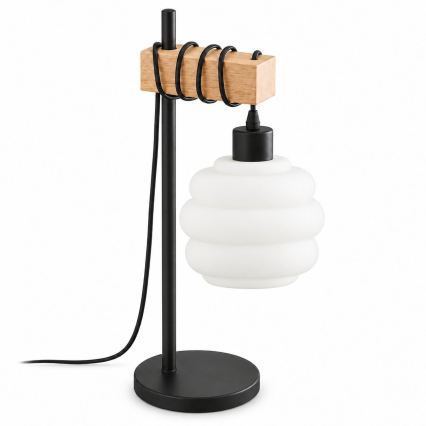 BRILAGI - Tischlampe WOOD GLASS 1xE27/40W/230V braun/schwarz/weiß