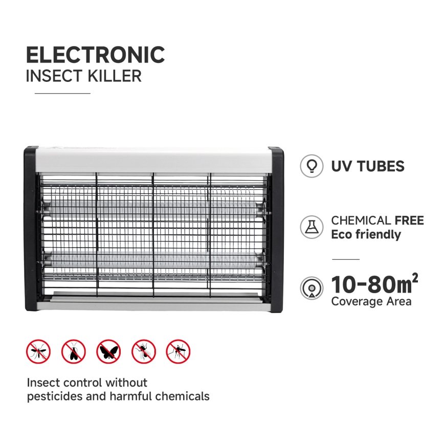 Brilagi - Trappola elettrica per insetti 2xUV/15W/230V 80 m2