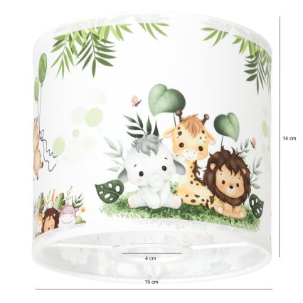 Brilagi - Universeller Lampenschirm BOBO E27 Ø 15 cm weiß/grün/Dschungel