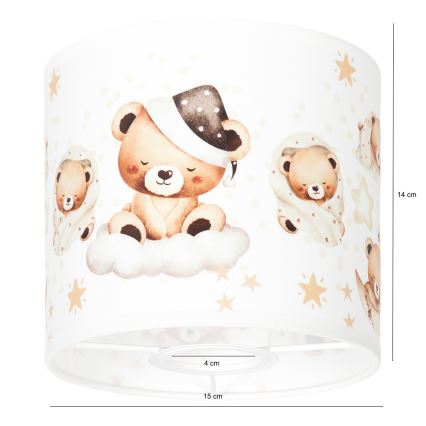 Brilagi - Universeller Lampenschirm BOBO E27 Ø 15 cm weiß/Teddybären