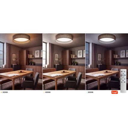 Brilagi - Plafonnier LED dimmable VELVET SMARTIX LED/36W/230V 3000-6000K Ø 55 cm marron Wi-Fi Tuya Beacon + télécommande
