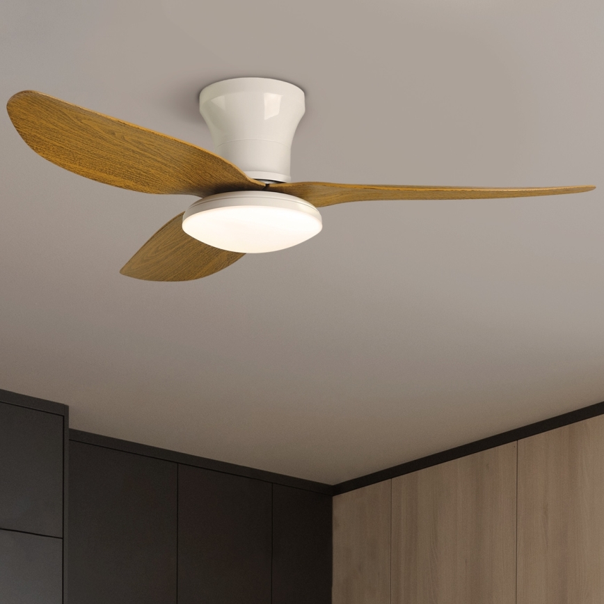 Brilagi - Ventilateur de plafond à intensité variable LED/30W/230V 3000-6500K blanc/marron + Télécommande