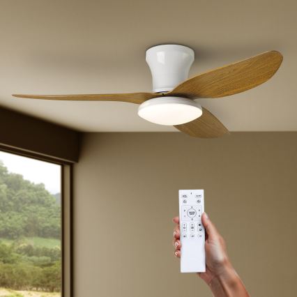 Brilagi - Ventilateur de plafond à intensité variable LED/30W/230V 3000-6500K blanc/marron + Télécommande