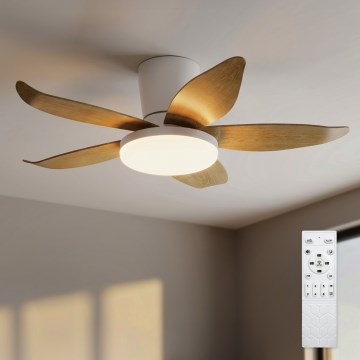 Brilagi - Ventilateur de plafond dimmable LED/32W/230V 3000-6500K Ø 95 cm blanc/marron + télécommande