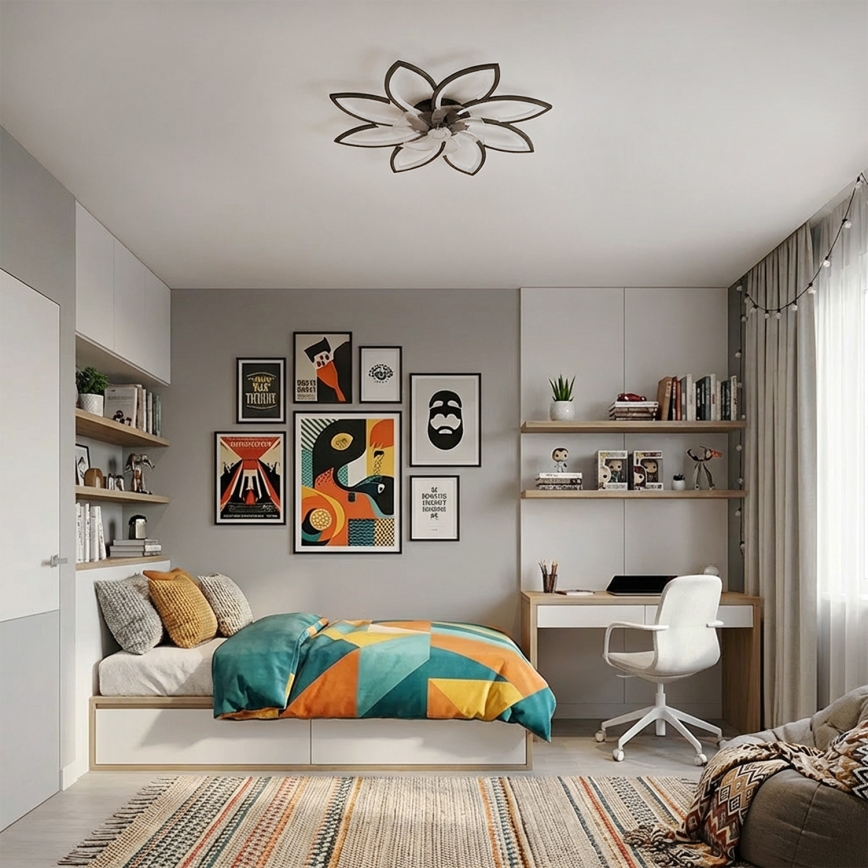 Brilagi - ventilateur de plafond dimmable à LED/43W/230V Ø 90 cm noir + télécommande