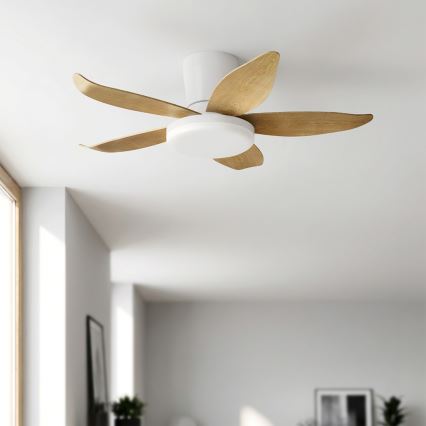 Brilagi - Ventilateur de plafond dimmable LED/32W/230V 3000-6500K Ø 95 cm blanc/marron + télécommande