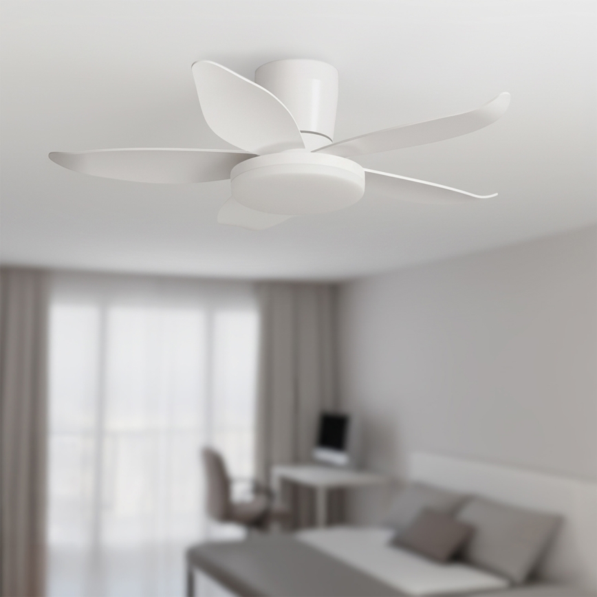 Brilagi - Ventilateur de plafond LED réglable en intensité, 32 W/230 V, 3000–6500 K, diam. 95 cm, blanc + télécommande