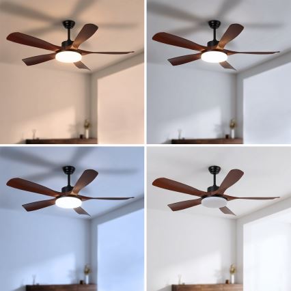 Brilagi - Ventilateur de plafond LED dimmable LED/34W/230V 132 cm noir/marron + télécommande
