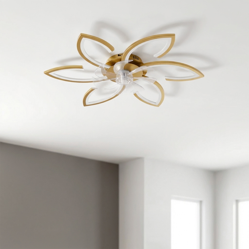 Brilagi - Ventilateur de plafond LED dimmable 34W/230V Ø 78 cm doré + télécommande