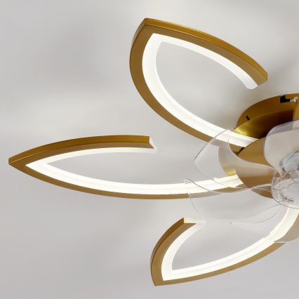 Brilagi - Ventilateur de plafond LED dimmable 34W/230V Ø 78 cm doré + télécommande