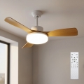 Brilagi - Ventilateur de plafond LED dimmable 34W/230V 3000-6500K Ø 106 cm blanc/marron + télécommande