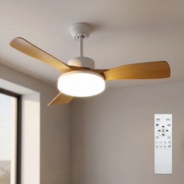 Brilagi - Ventilateur de plafond LED dimmable 34W/230V 3000-6500K Ø 106 cm blanc/marron + télécommande