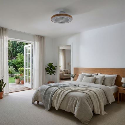 Brilagi - LED Ventilateur de plafond dimmable LED/38W/230V 3000-6500K Ø 50 cm blanc/marron + télécommande