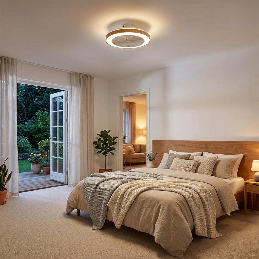 Brilagi - LED Ventilateur de plafond dimmable LED/38W/230V 3000-6500K Ø 50 cm blanc/marron + télécommande