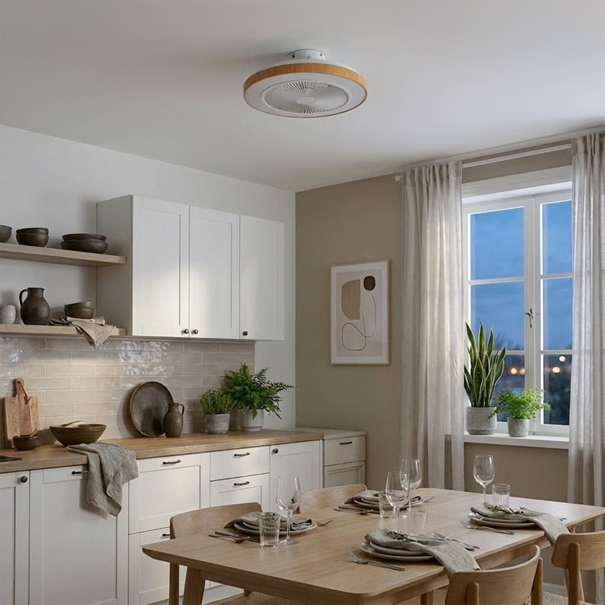 Brilagi - LED Ventilateur de plafond dimmable LED/38W/230V 3000-6500K Ø 50 cm blanc/marron + télécommande