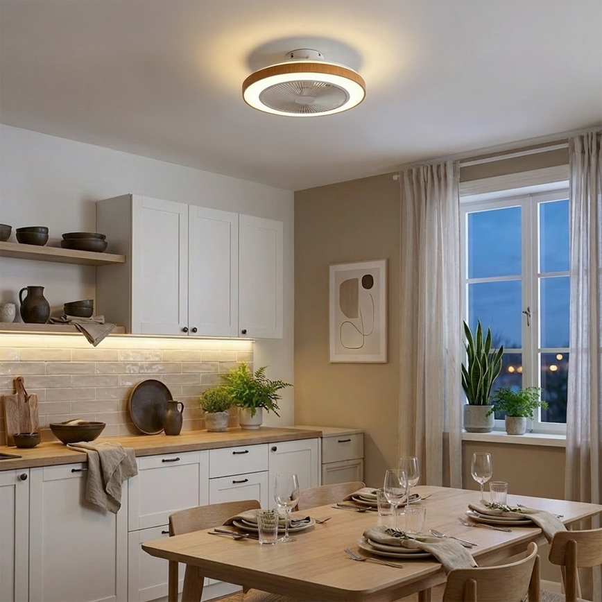 Brilagi - LED Ventilateur de plafond dimmable LED/38W/230V 3000-6500K Ø 50 cm blanc/marron + télécommande