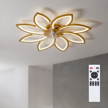 Brilagi - Ventilateur de plafond LED dimmable 43W/230V Ø 90 cm, doré + télécommande