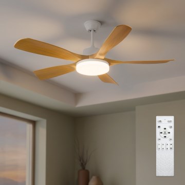 Brilagi - Ventilateur de plafond LED dimmable LED/34W/230V 132 cm blanc/marron + télécommande