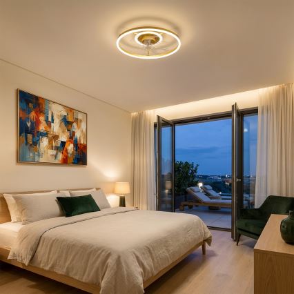 Brilagi - ventilateur de plafond LED dimmable LED/66W/230V 3000-6500K diam. 55 cm blanc/doré + télécommande