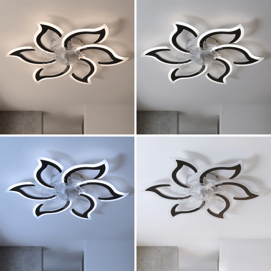 Brilagi - Ventilatore da soffitto LED dimmerabile, 34W, 230V, 3000-6500K, diametro 83 cm, nero, con telecomando