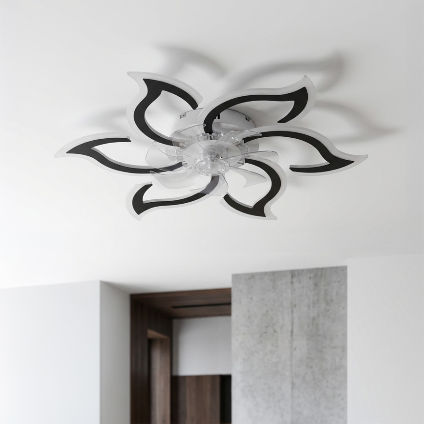 Brilagi - Ventilatore da soffitto LED dimmerabile, 34W, 230V, 3000-6500K, diametro 83 cm, nero, con telecomando