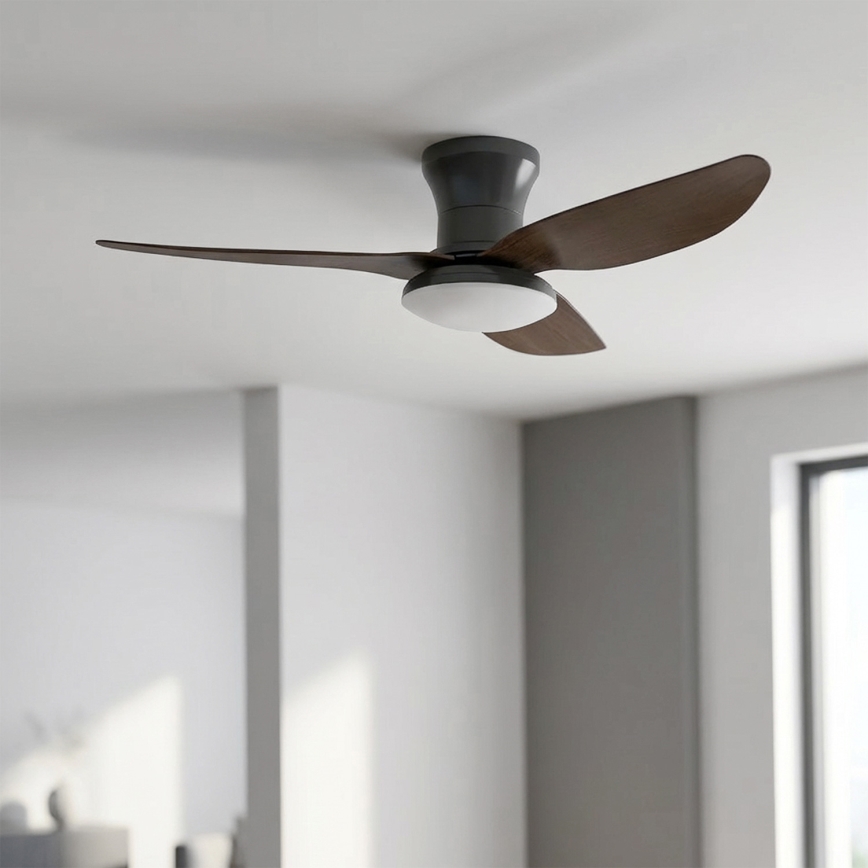 Brilagi - Ventilatore da soffitto dimmerabile con luce a LED, 38 W, 230 V, 3000–6500 K, Ø 100 cm, nero/marrone + telecomando