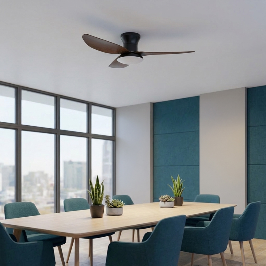 Brilagi - Ventilatore da soffitto dimmerabile con luce a LED, 38 W, 230 V, 3000–6500 K, Ø 100 cm, nero/marrone + telecomando