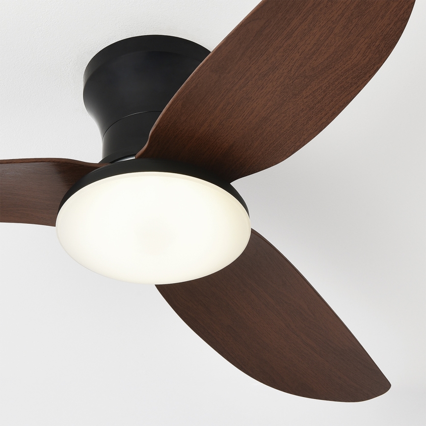 Brilagi - Ventilatore da soffitto dimmerabile con luce a LED, 38 W, 230 V, 3000–6500 K, Ø 100 cm, nero/marrone + telecomando