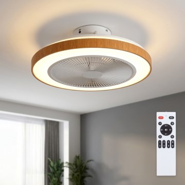 Brilagi - Ventilatore da soffitto dimmerabile a LED / 38W / 230V 3000–6500K Ø 50 cm bianco/marrone + telecomando