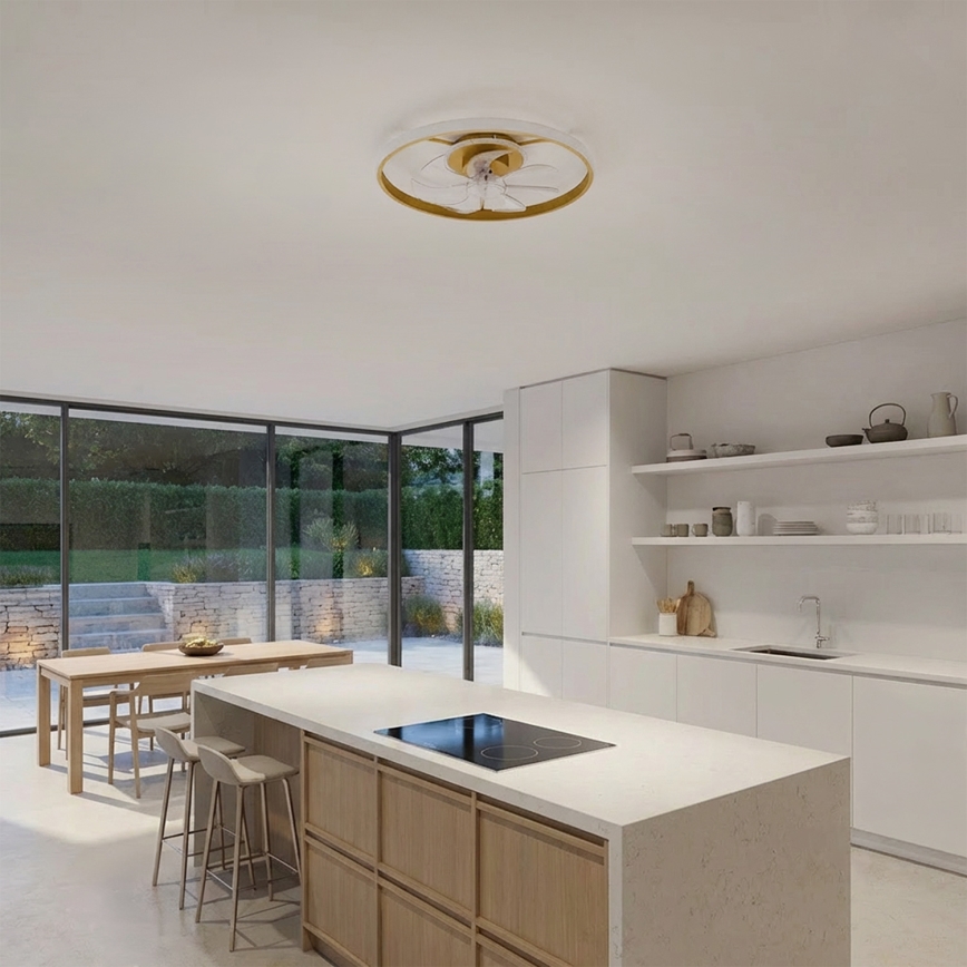 Brilagi - Ventilatore da soffitto LED dimmerabile LED/66W/230V 3000-6500K Ø 55 cm bianco/oro + telecomando