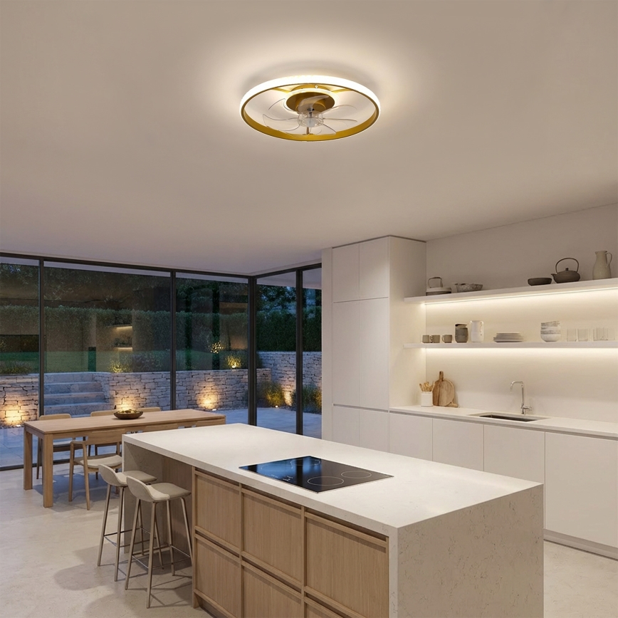 Brilagi - Ventilatore da soffitto LED dimmerabile LED/66W/230V 3000-6500K Ø 55 cm bianco/oro + telecomando
