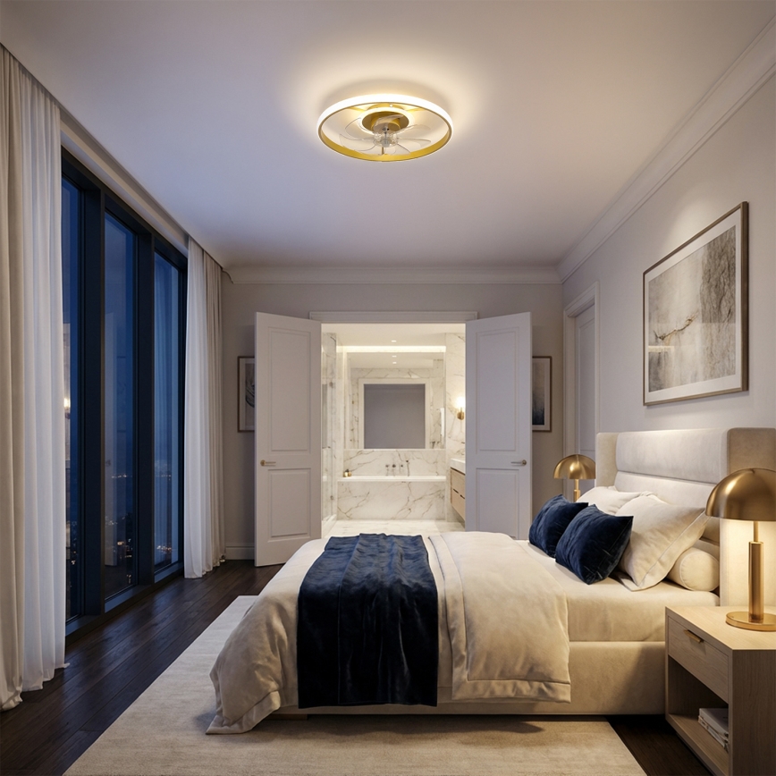 Brilagi - Ventilatore da soffitto LED dimmerabile LED/66W/230V 3000-6500K Ø 55 cm bianco/oro + telecomando