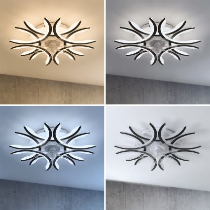 Brilagi - Ventilatore da soffitto dimmerabile a LED, 70W/230V, Ø 76 cm, nero, con telecomando