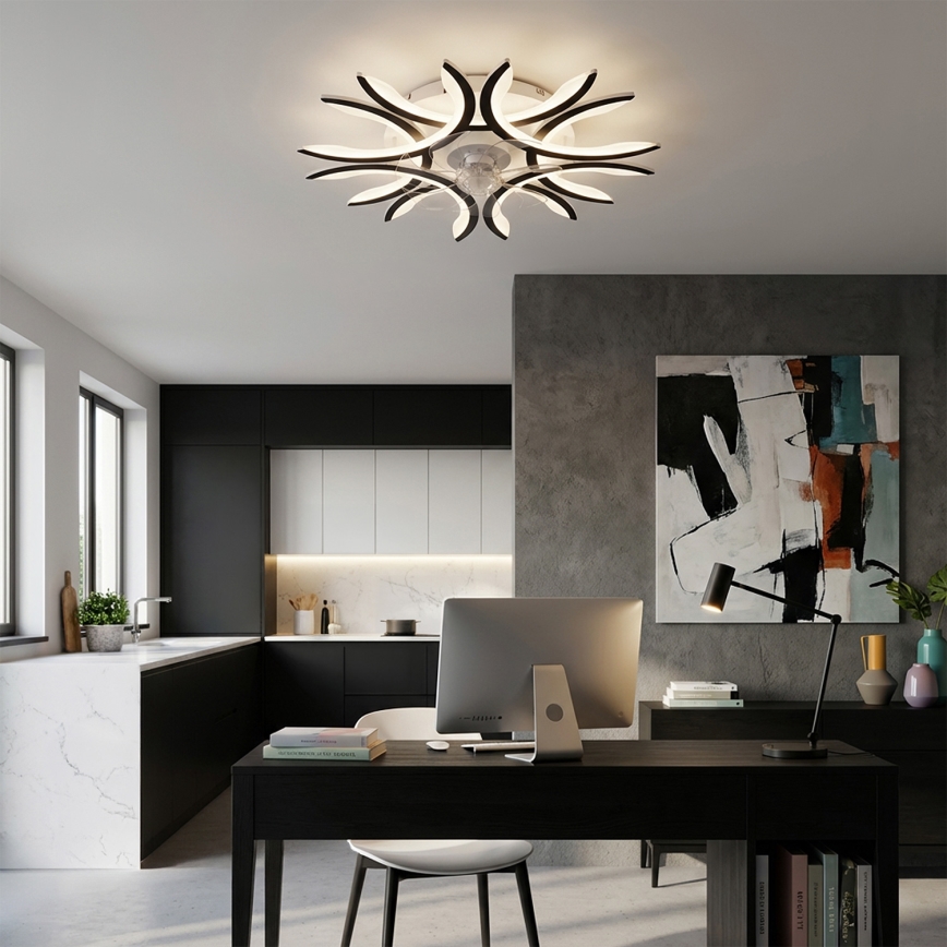 Brilagi - Ventilatore da soffitto dimmerabile a LED, 70W/230V, Ø 76 cm, nero, con telecomando