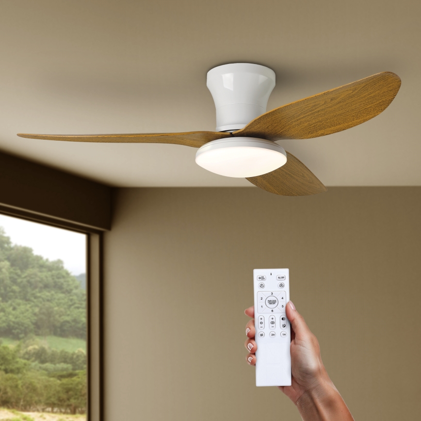 Brilagi - Ventilatore da soffitto dimmerabile a LED LED/30W/230V 3000-6500K bianco/marrone + telecomando