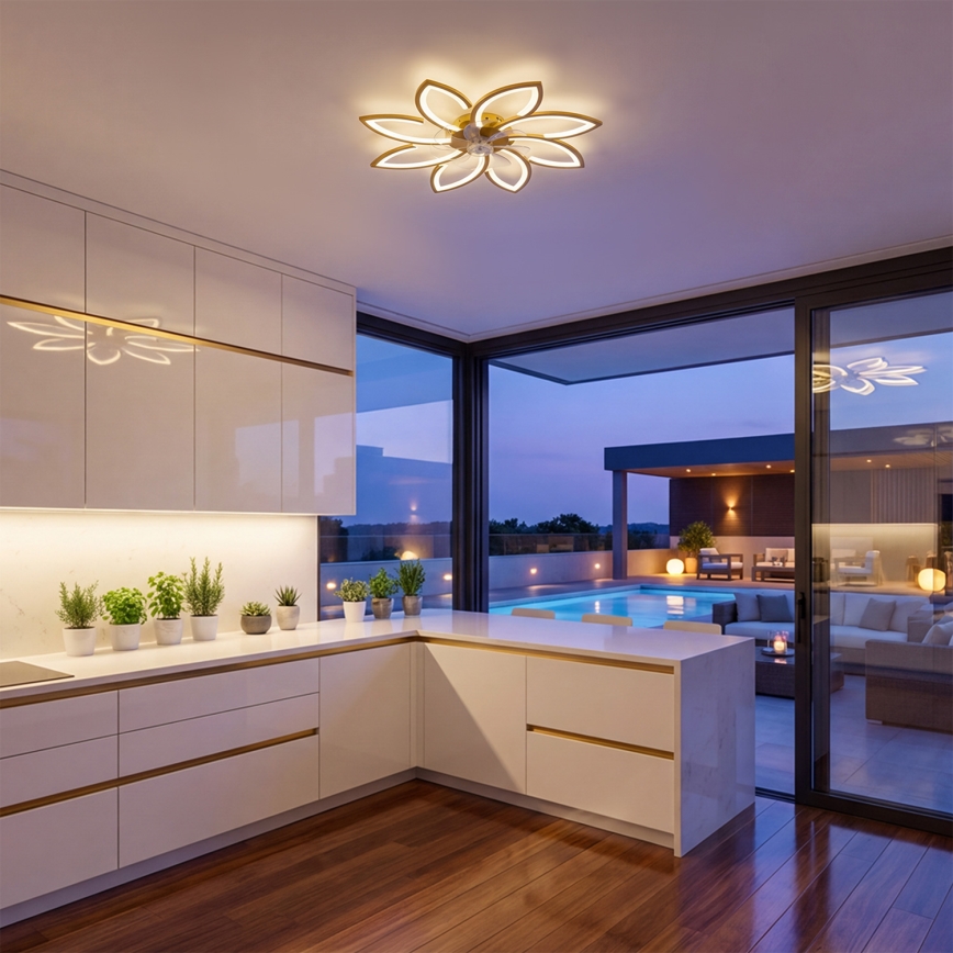 Brilagi - Ventilatore da soffitto dimmerabile LED/43W/230V 3000-6500K Ø 90 cm oro + telecomando