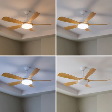 Brilagi - Ventilatore da soffitto LED dimmerabile 34W/230V 3000-6500K Ø 132 cm bianco/marrone + telecomando