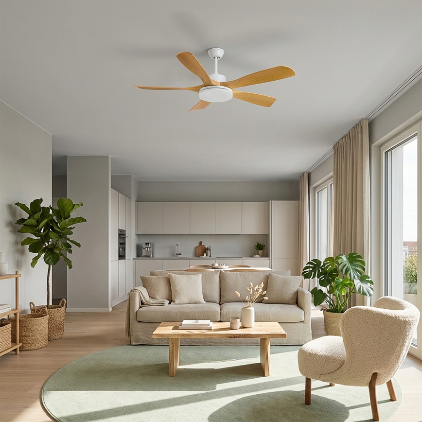 Brilagi - Ventilatore da soffitto LED dimmerabile 34W/230V 3000-6500K Ø 132 cm bianco/marrone + telecomando