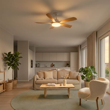 Brilagi - Ventilatore da soffitto LED dimmerabile 34W/230V 3000-6500K Ø 132 cm bianco/marrone + telecomando