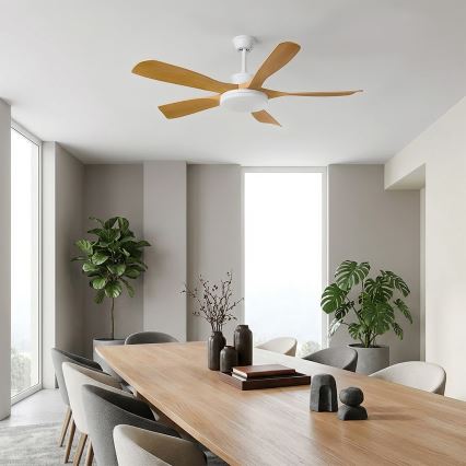 Brilagi - Ventilatore da soffitto LED dimmerabile 34W/230V 3000-6500K Ø 132 cm bianco/marrone + telecomando