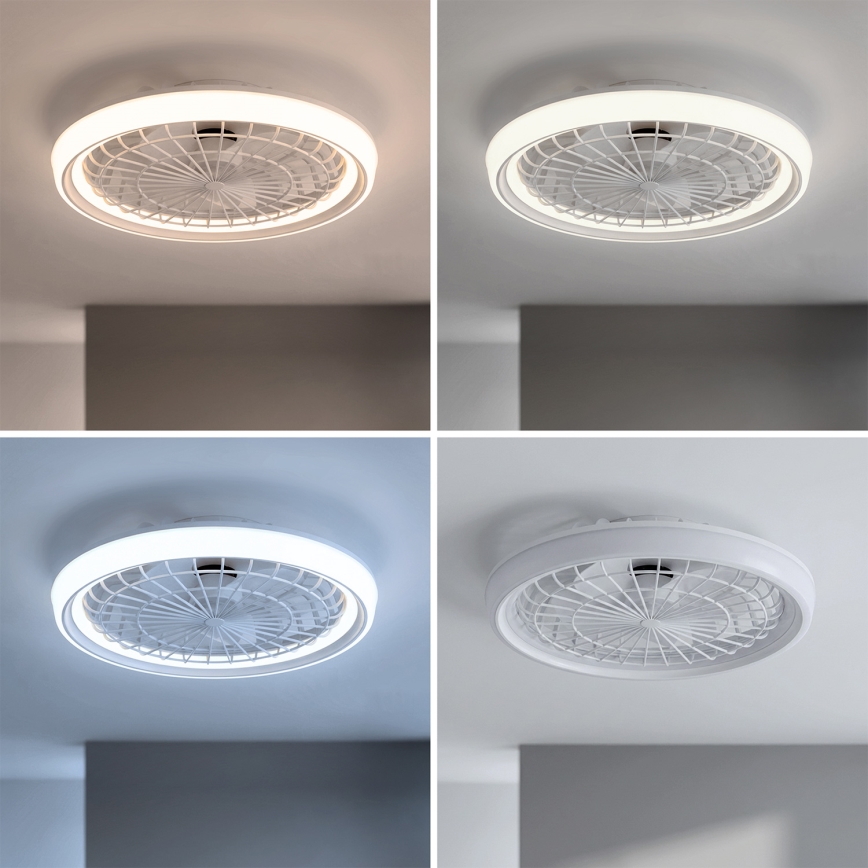 Brilagi - Ventilatore da soffitto dimmerabile con luce LED 40W/230V Ø 48 cm bianco + telecomando