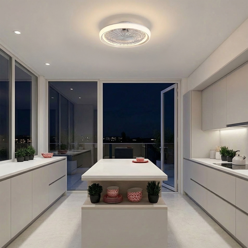 Brilagi - Ventilatore da soffitto dimmerabile con luce LED 40W/230V Ø 48 cm bianco + telecomando